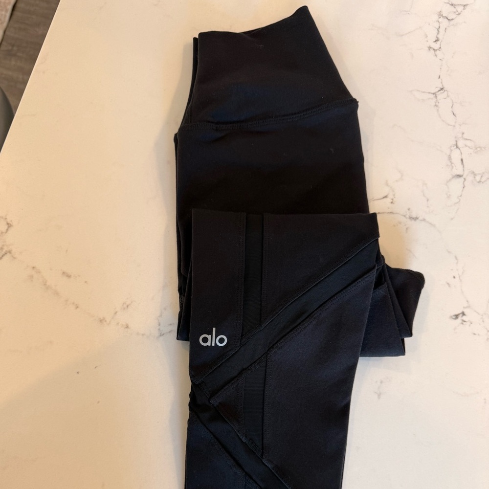 Alo Yoga Black High Waist Moto Mesh Leggings XS